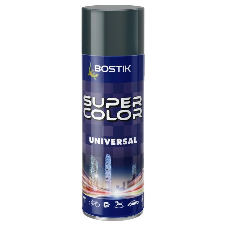 Spray festék, Den Braven Super Color Universal, metál szürke RAL 7011, bel- / kültéri, 400 ml