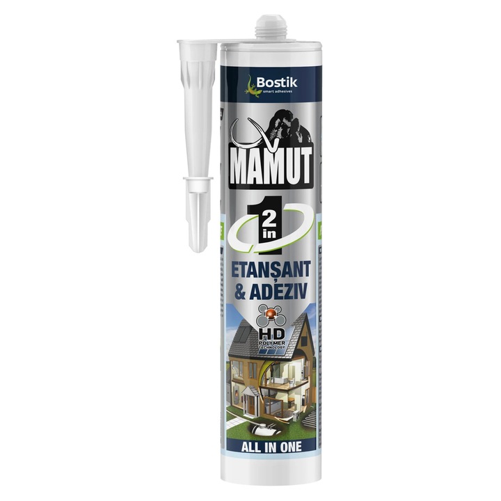 Adeziv pentru suprafete multiple, flexibil, Mamut Universal 2 in 1, interior / exterior, alb, 290 ml