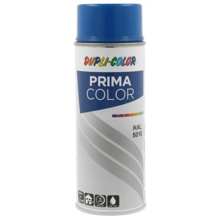 Spray vopsea acrilica Dupli-Color Prima Color, interior / exterior, albastru gentian RAL5010, 400 ml