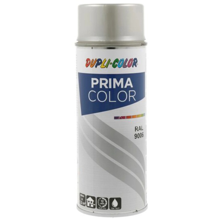 Spray vopsea acrilica Dupli-Color Prima Color, interior / exterior, argintiu RAL9006, 400 ml