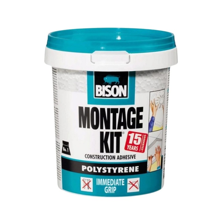 Adeziv pentru placi si profile decorative din polistiren, Bison Montage Kit, interior, alb, 1 kg