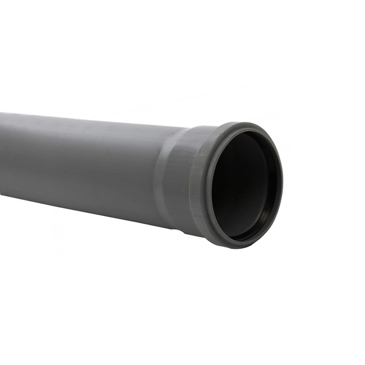 Teava PP pentru scurgere canalizare interioara, cu inel, 125 x 3.1 mm, 1 m, gri
