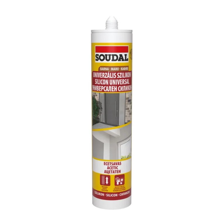 Silicon universal Soudal, rezistent la apa, maro, interior / exterior, 280 ml