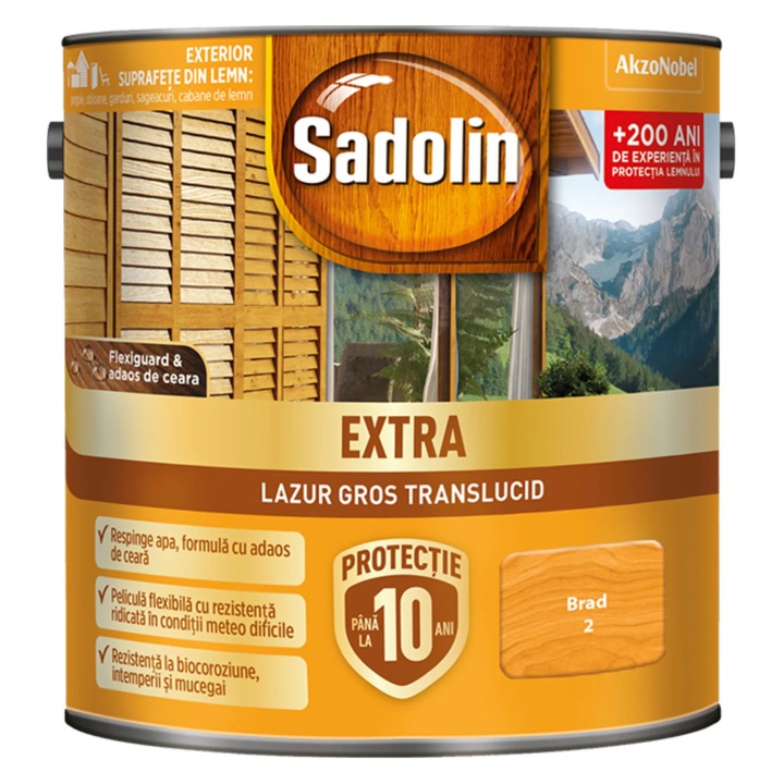 Лак / лазурен лак за дърво, Sadolin Extra, бор, екстериор, 2.5 л