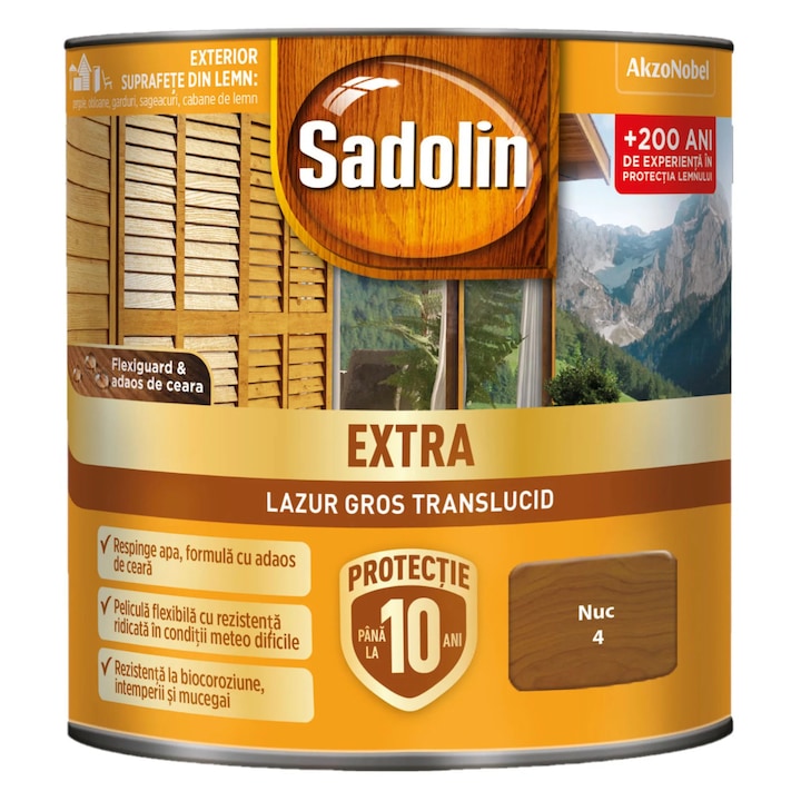 Лак / лазурен лак за дърво, Sadolin Extra, орех, екстериор, 0.75 L