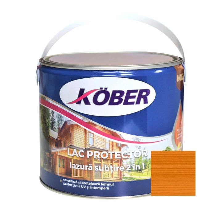 Лак / тънък лазурен лак 2 в 1 за дърво, Кобер, тик, интериор / екстериор, 2.5 L