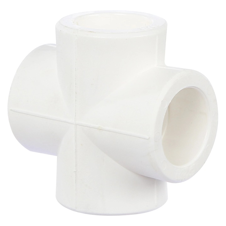 Cruce PPR, imbinare tevi, D 20 mm, alb