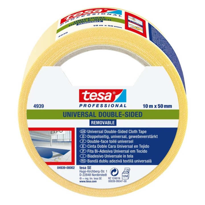 Banda dublu adeziva pentru fixare, tesa 4939, 10 m x 50 mm