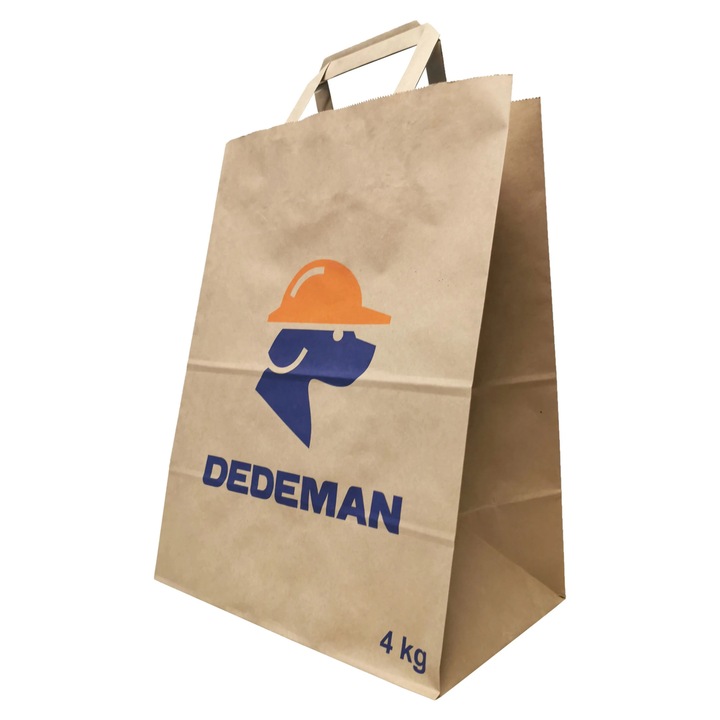Sacosa CMI personalizata Dedeman, hartie, natur, maner aplicat, 4 kg, 26 x 17 x 34 cm