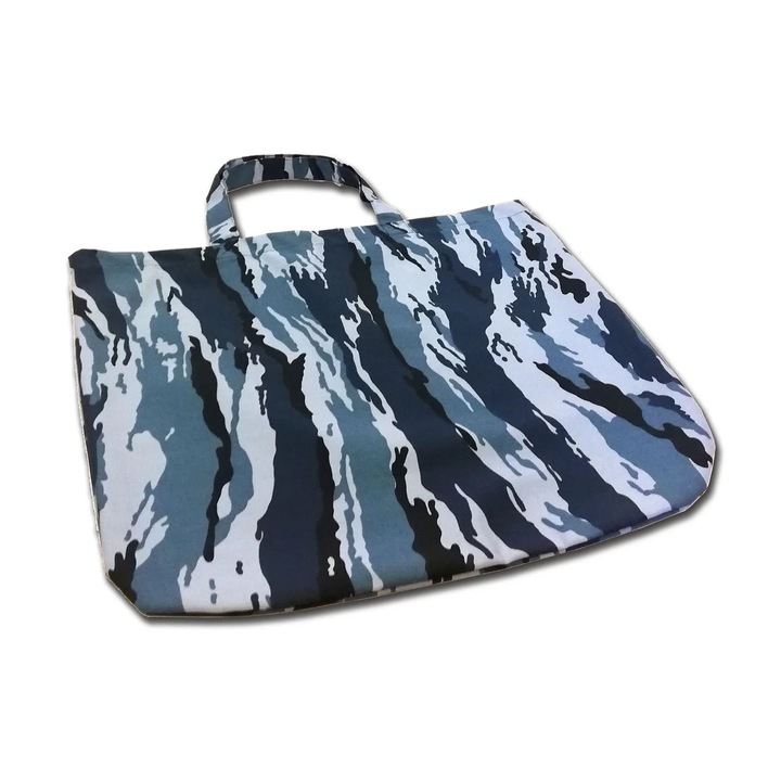 Sonic Clean pamut táska, kék, terepmintás, 42 x 52 cm