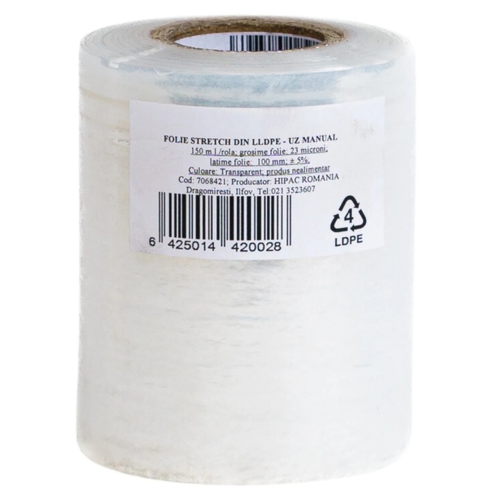 Стреч фолио, прозрачно, 23 микрона, 100 мм, 150 м
