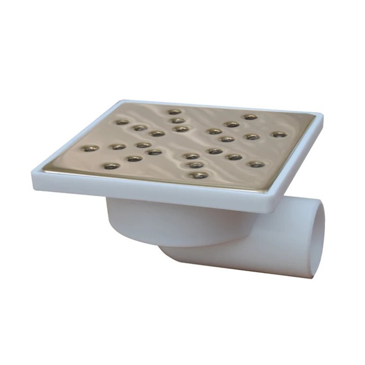 Sifon pardoseala complet, polipropilena + inox, 150 x 150 mm, iesire laterala D 50 mm