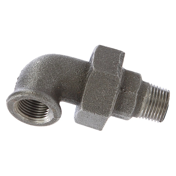 Könyök hollandi csatlakozással 97, fekete öntöttvas, 1 1/4", 90 fokos szög