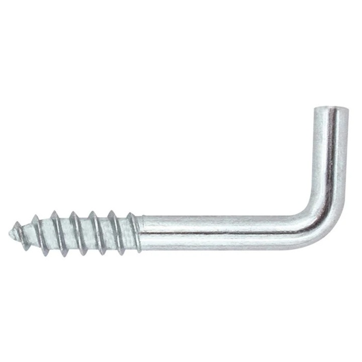 Agatator tip L, cu filet, pentru lemn, din otel, zincat alb, Friulsider 85000B20070F2, 4 x 50 x 13 mm, set 10 bucati