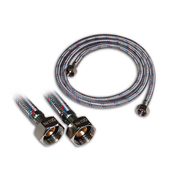 Racord flexibil apa, EPDM + tresa metalica, 1/2" - 1/2 ", L 700 mm