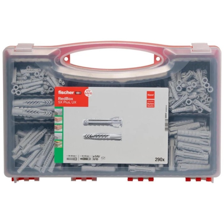 Fischer univerzális dübelek, nylon, Red Box, SX Plus / UX, 290 darabos készlet