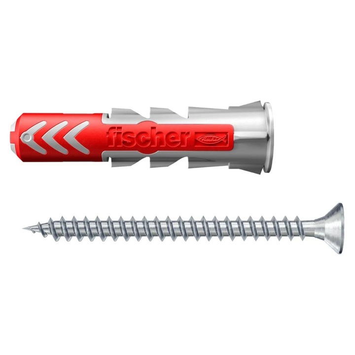 Diblu universal din nylon, 6 x 30 mm, Fischer Duopower, cu surub, cap inecat, amprenta Pozidriv, PZ2, 4.5 x 40 mm