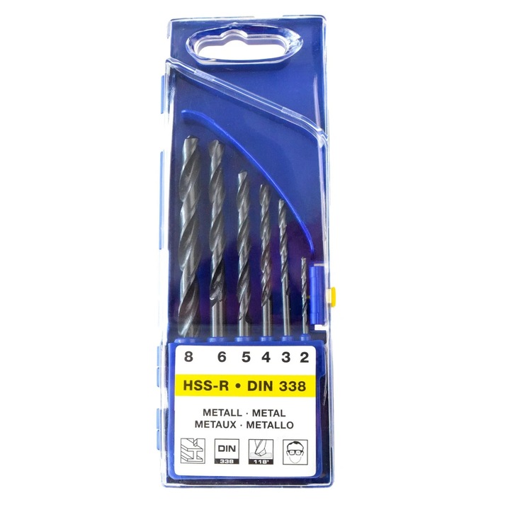 Set 6 burghie, pentru metal, tip HSS, 2 - 8 mm