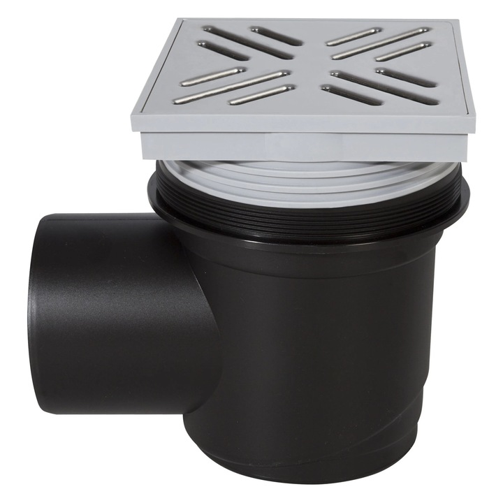 Sifon pardoseala complet, polipropilena + inox, 150 x 150 mm, 1 iesire D 110 mm