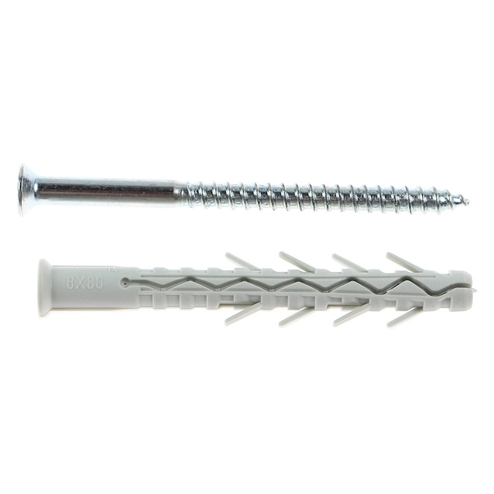 Diblu universal din nylon, 8 x 80 mm, Friulsider, cu surub, cap inecat, 5.5 x 85 mm