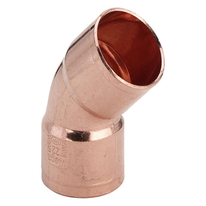 Cot cupru, interior-interior, D 22 mm, 45 grade, 5041