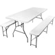 Set masa cu 2 banci pliabile tip valiza pentru gradina, camping, terase, 180x72x75cm