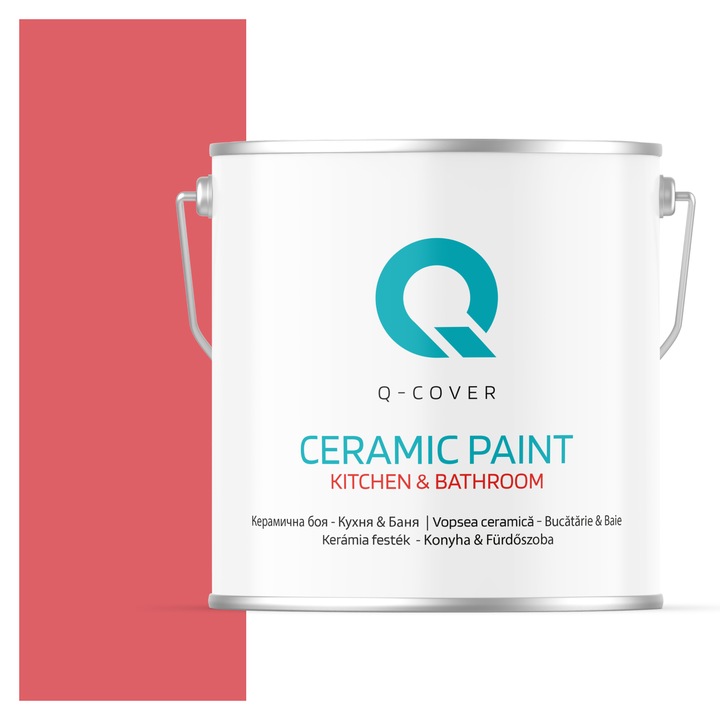 Vopsea lavabila ceramica Q-COVER Bucatarie & Baie, anti-mucegai, anti-bacterian, Rosu H3525, 5L