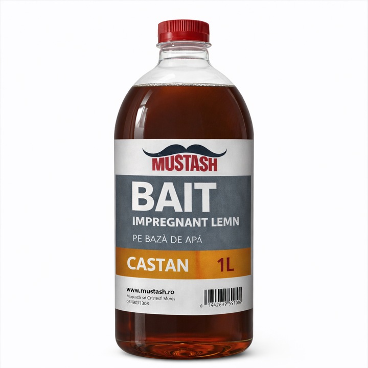 Bait pentru lemn castan 1L Mustash – impregnant pe baza de apa
