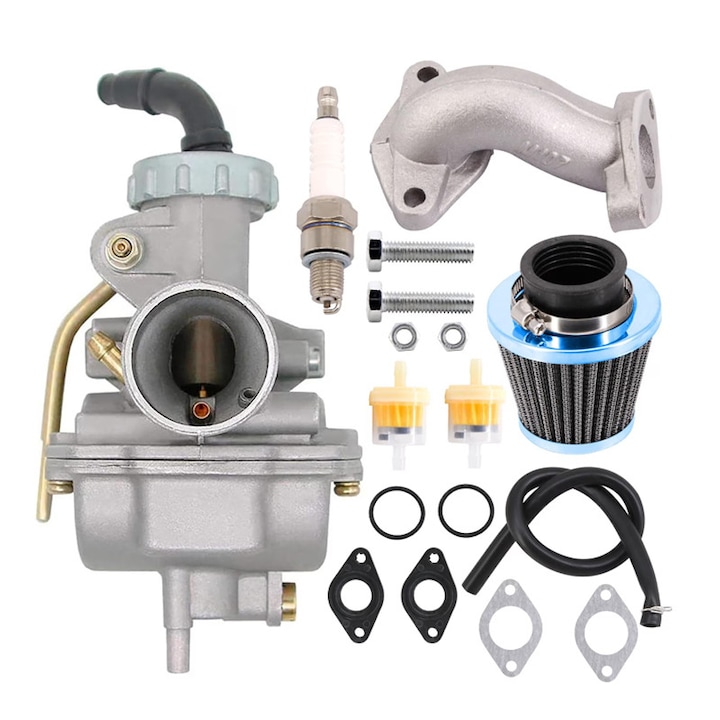 Carburator PZ20，OSPE®, pentru ATV-uri 50cc 70cc 90cc 100cc 110cc 125cc, set cu filtru de aer 35mm, accesorii pentru Honda CRF50F XL75 CRF80F XR50R，Aluminiu, Argintiu