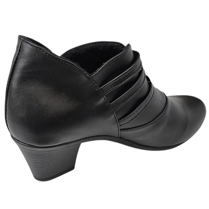 Botine dama din piele naturala, negru, 38