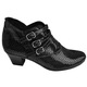 Botine dama scurte din piele naturala lacuita croco, culoare negru, marime 37