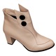 Botine dama scurte vatuite din piele naturala cu toc aplicat, Culoare bej, Talpa din cauciuc, Crem