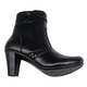 Botine inalte dama elegante cu toc conic din piele naturala, Negru