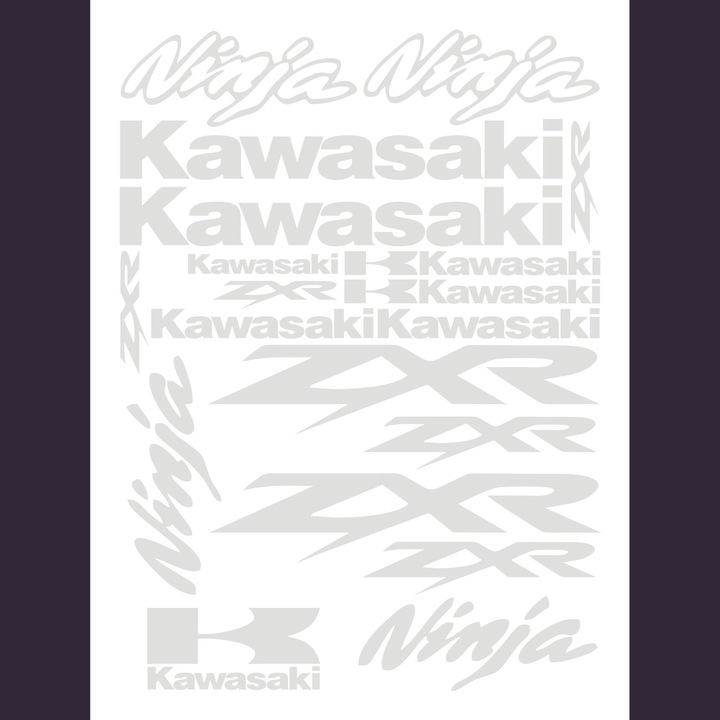 19 db matrica szett Motorkerékpár kawasaki NINJA ZXR Moto 40x30cm, fehér