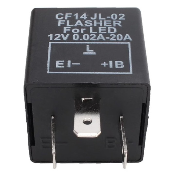 Releu de semnalizare, pentru motociclete si auto, cu 3 pini, model CF14, 12V, 0.02A-20A, Ventoo®, Plug & Play, plastic ABS, Negru