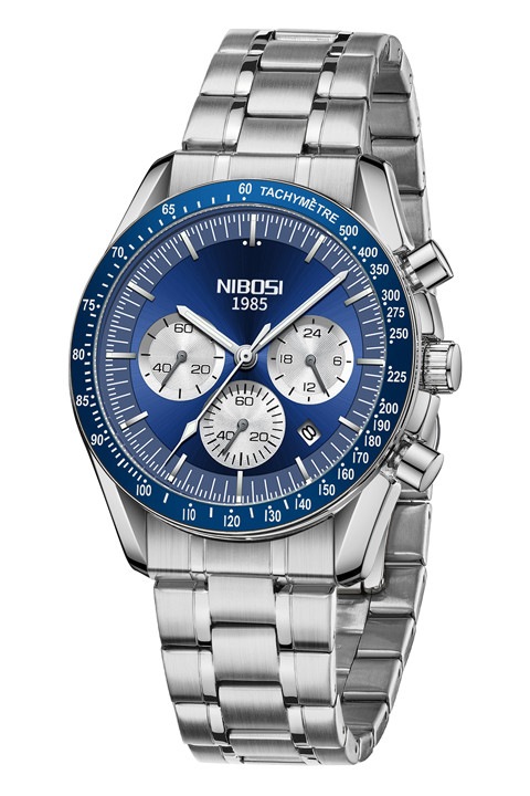 Мъжки часовник, NIBOSI, Неръждаема стомана, Водоустойчив, Включена функция за дата