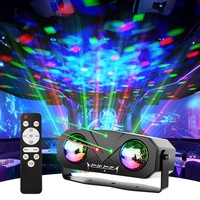 Proiector Lumini Disco, HITTERGEM® cu Glob Disco si Sound Control, Joc Lumini Disco cu Laser Disco pentru Interior si Exterior, Proiector Laser Exterior cu Lumini Ambientale si Diferite Efecte, Telecomanda, Alimentare Priza sau USB, Negru