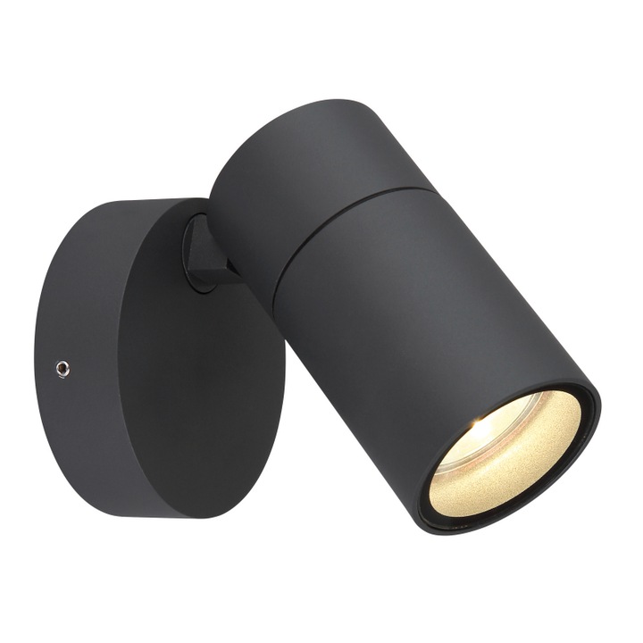 Aplica de exterior aluminiu antracit mat, plastic negru mat, sticla transparenta, rotativ/orientabil, IP44, LxA: 95x118mm, AL: 105mm, excl. 1x GU10 35W 230V