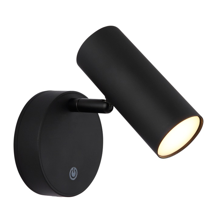 Aplica Spot plastic negru mat, plastic opal, touch on/off, touch dimmer, excl. adaptor, USB-A 2.0/USB-C, mobil, se aprinde in timpul incarcarii, cu magnet pentru montare usoara pe perete, 100x125x150mm, incl. LED 0.4W 230V, sursa 60lm, iesire 29lm, 3100K