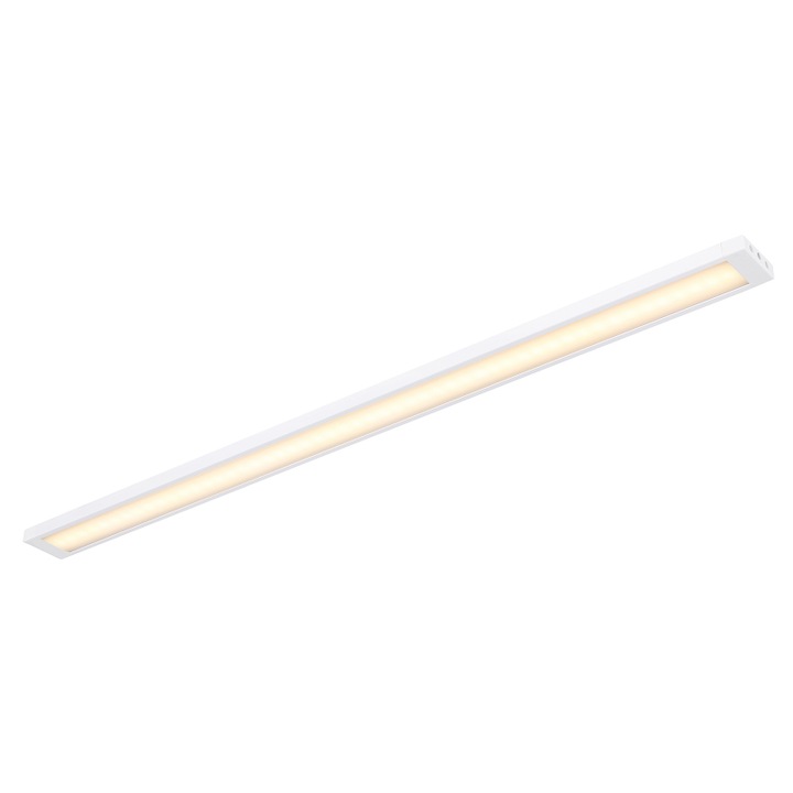 Lampa de dulap Underline plastic alb / alb, cablu PVC alb, cablu cu intrerupator, inclusiv adaptor, cu folie 3M pentru lipire sau cu suruburi pentru fixare, L x l x I: 500x30x10mm, lungime cablu 1500mm, LED 5W 230V, sursa 590lm, iesire 430lm, 3000K