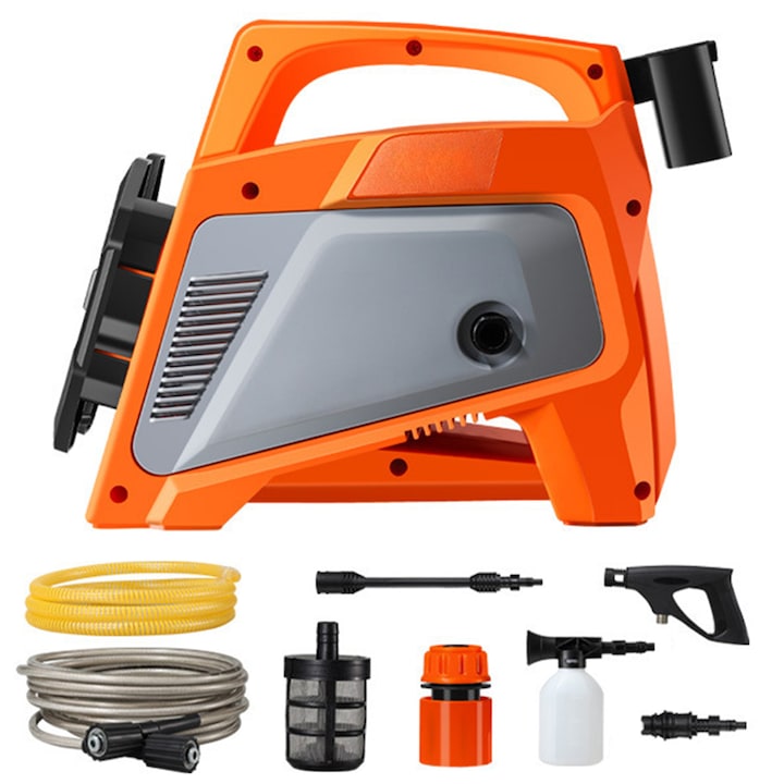 Aparat de spalat cu presiune, Ultrixe, 1800W, 7L/min, 110bar, Sistem Spumare, furtun 7m, Home Kit Accesoriu pentru Curatarea Suprafetelor, Portocaliu