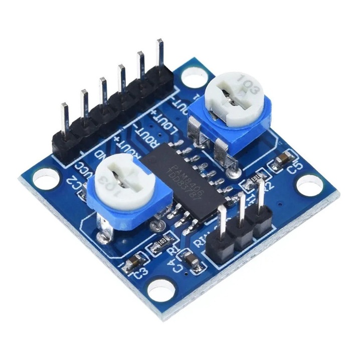 Sztereó audio erősítő modul 2x5W, PAM8406, DC 2.5-5V