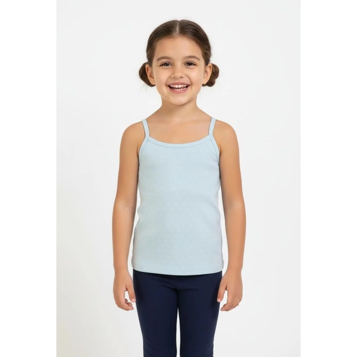 Maiou pentru fetite pe bretele din bumbac, Roz