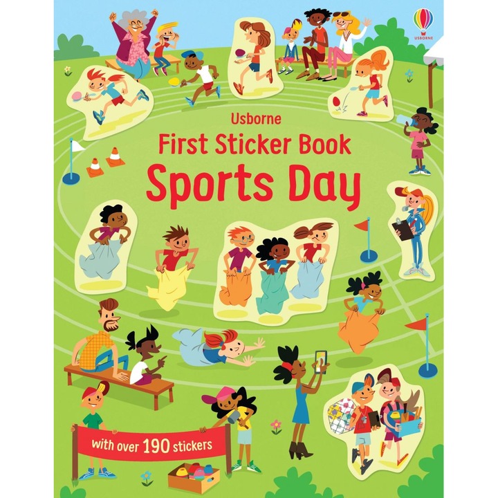 Cartea "First Sticker Book Sports Day", USBORNE, 2023