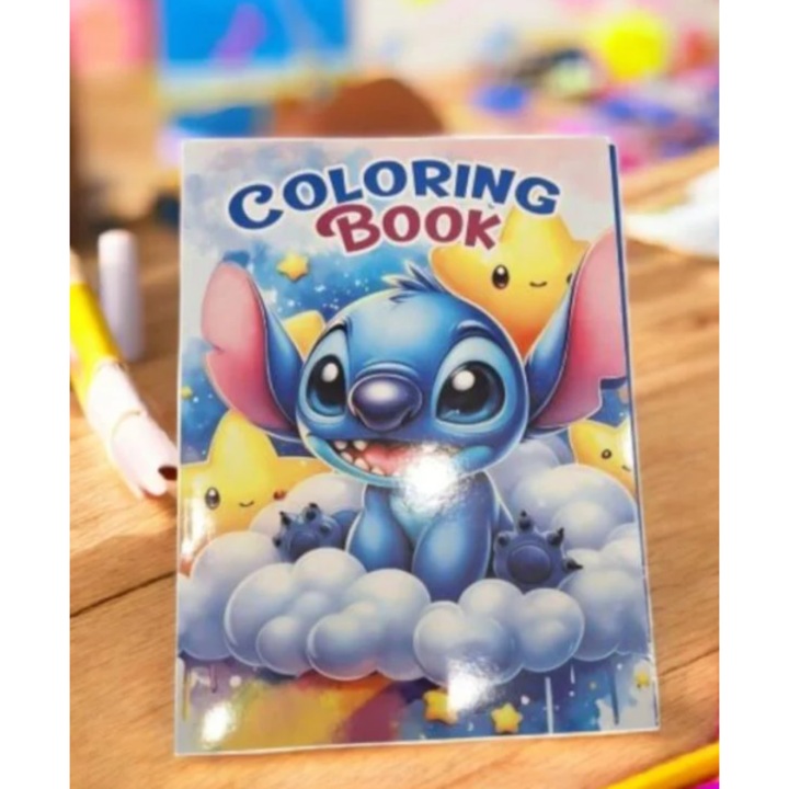 Carte de colorat pentru copii, Model Stitch, 28x21cm, 16 pagini, ilustratii educationale
