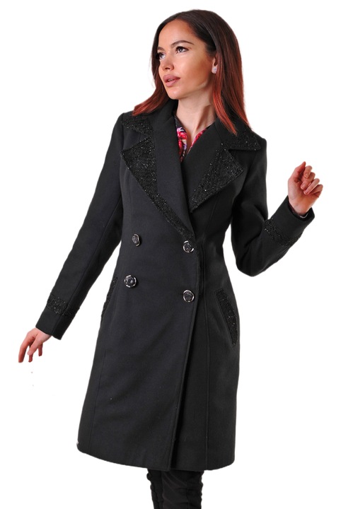 Palton elegant Boss Lady pentru femei, Negru