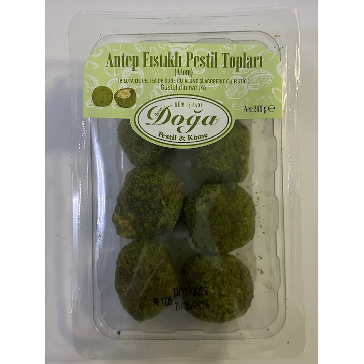 Biluta de peltea de dude cu alune si acoperit cu fistic, Dulciuri, Drajeuri, 200 gr