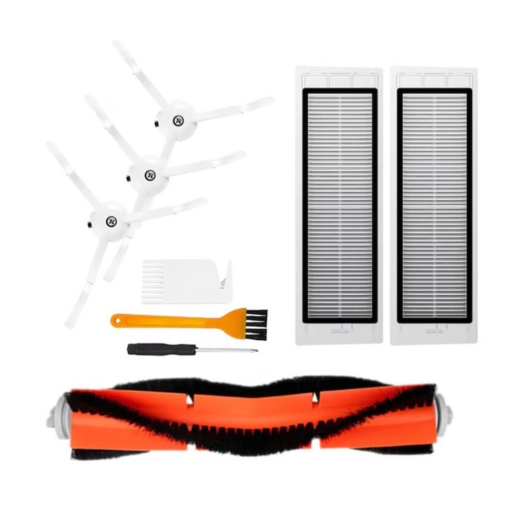 Kit accesorii pentru aspirator robot Xiaomi MI Robot Vacuum si pentru Roborock 2, pentru Roborock S5, pentru Roborock T7PRO, pentru Roborock S51, pentru Roborock S55, pentru Roborock T6, Set de 9 piese, alb