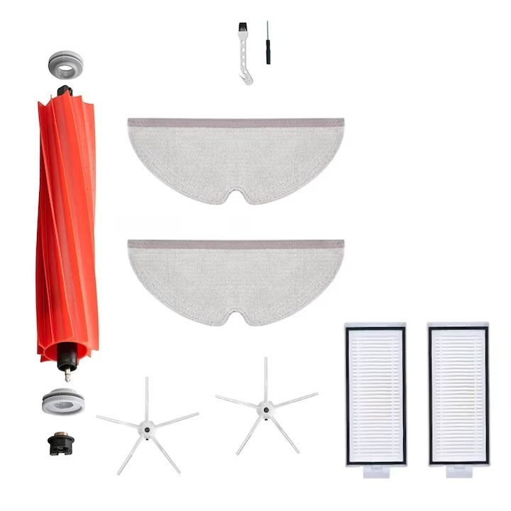 Set accesorii aspirator Roborock Q7, 2 perii laterale 5 brate, 2 filtre, 2 lavete mop 310x120mm, perie centrala, unelte schimb, eficienta ridicata curatare
