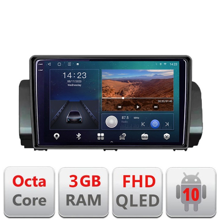 Navigatie dedicata Dacia Logan Sandero Jogger LOGAN-2022 fara ecran de fabrica Android Ecran QLED octa core 3+32 carplay android auto KIT-LOGAN-2022+EDT-E309V3